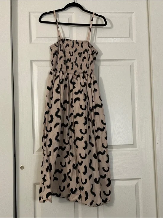 a new day Beige-Pink Dress with Black Print - Picture 1 of 5